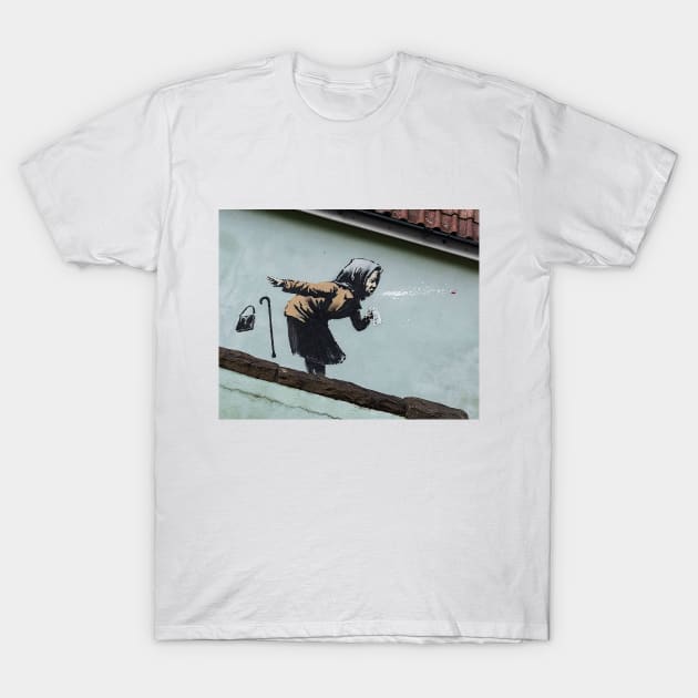 Banksy Aachoo!! Sneeze Dentures T-Shirt by foozler